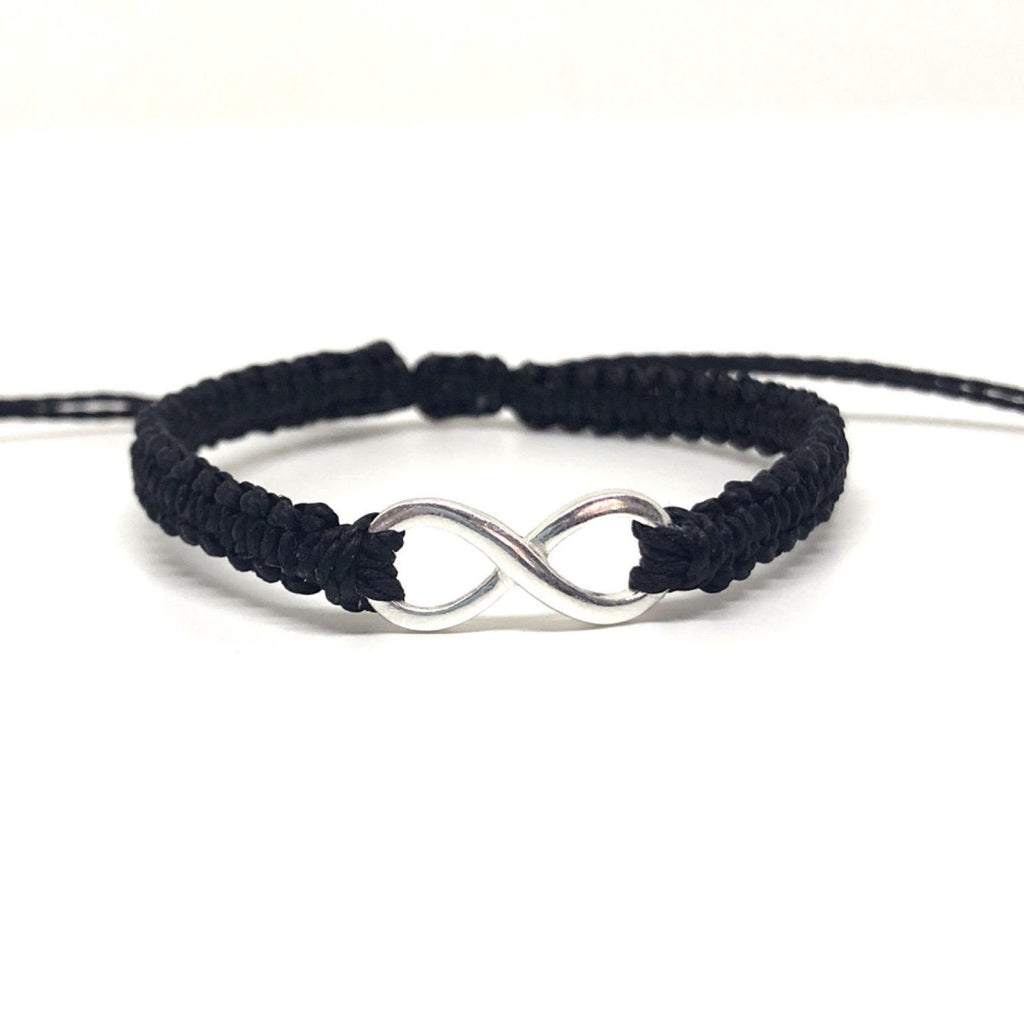 Solid Sterling Silver Infinity Infinite Black Bracelets