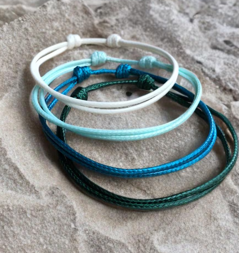 Biscayne Shades of Blue Stackable Anklets Pack of 4 Unisex
