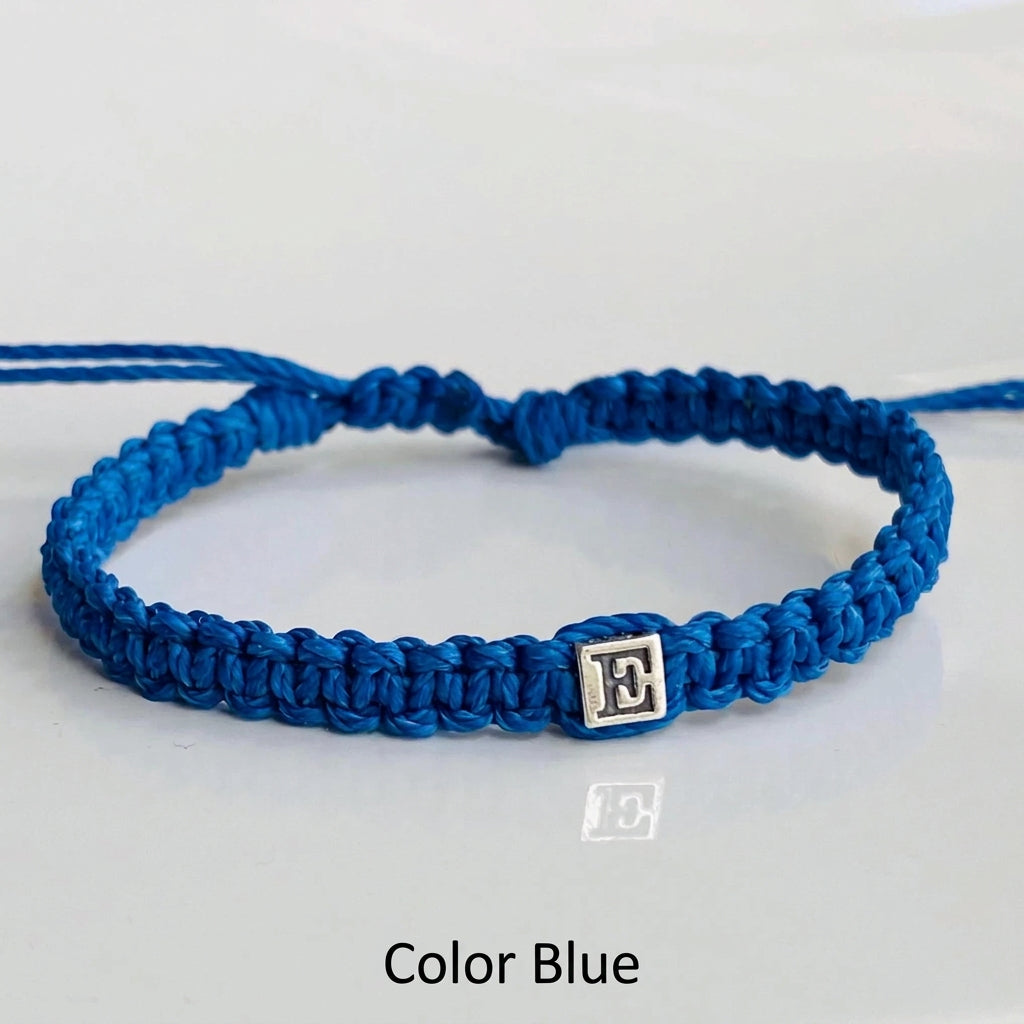 Blue Bracelet, Sterling Silver Letter