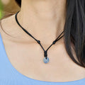 Surfer Swirl Blue Bead Black Necklace Adjustable