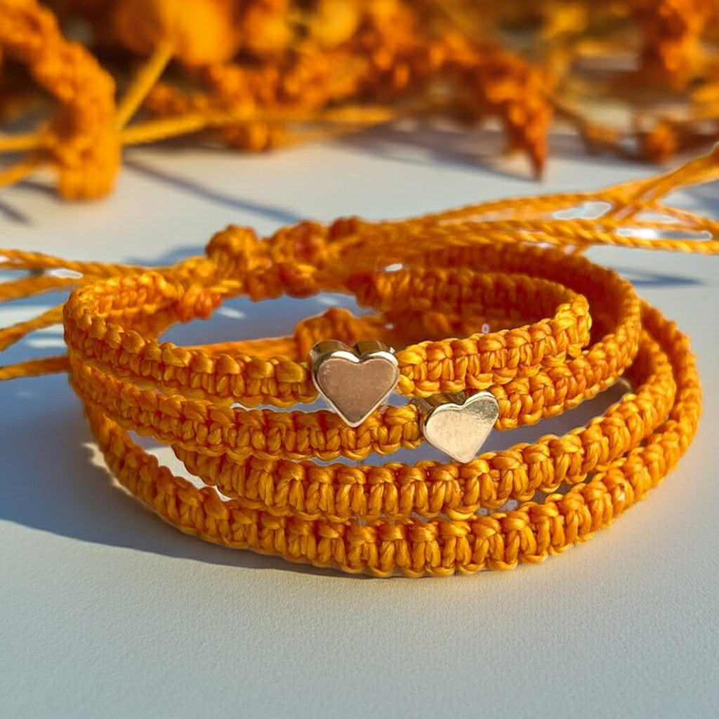 Gold Heart Family Bracelets Orange