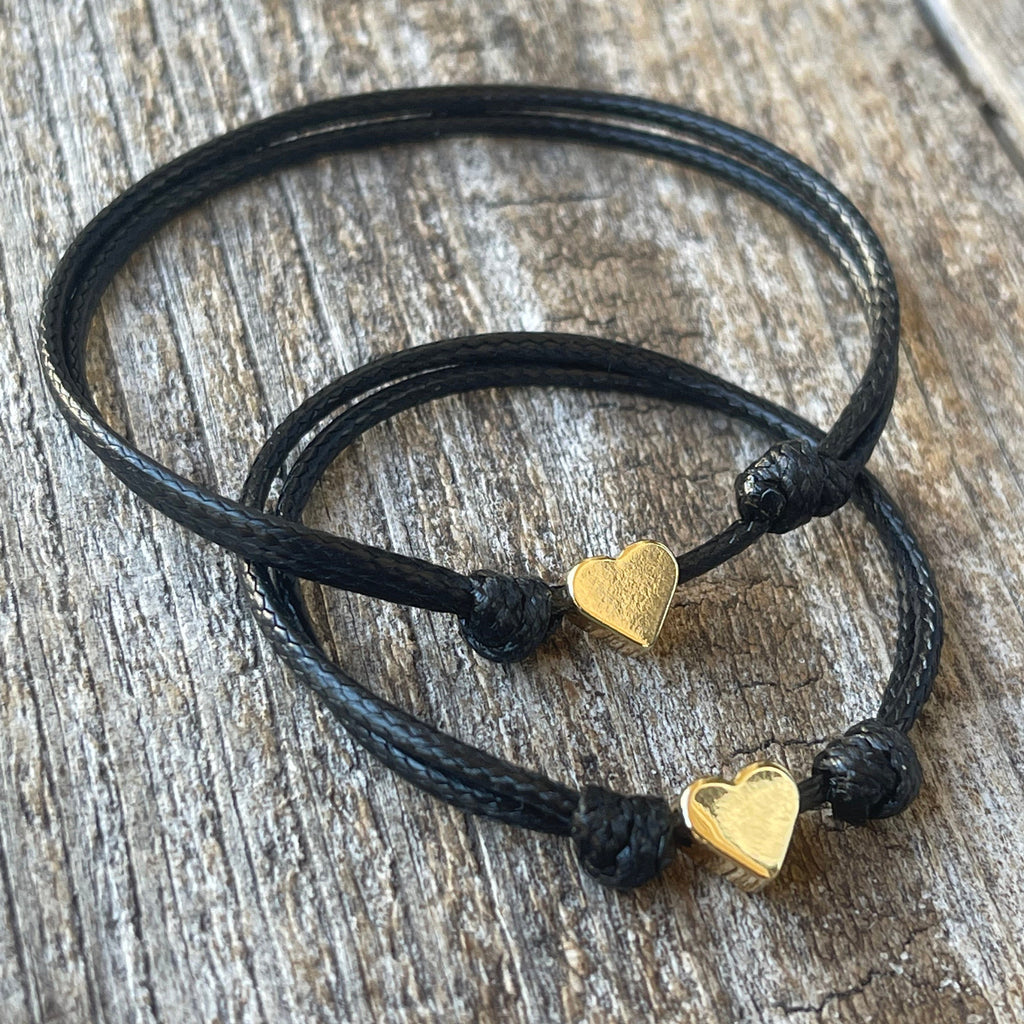 Heart Charm Minimalist Bracelet Anklet Choker, 2mm Waterproof Cord