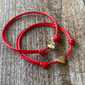 Gold Heart Red Minimalist Mommy and Me Bracelets Matching