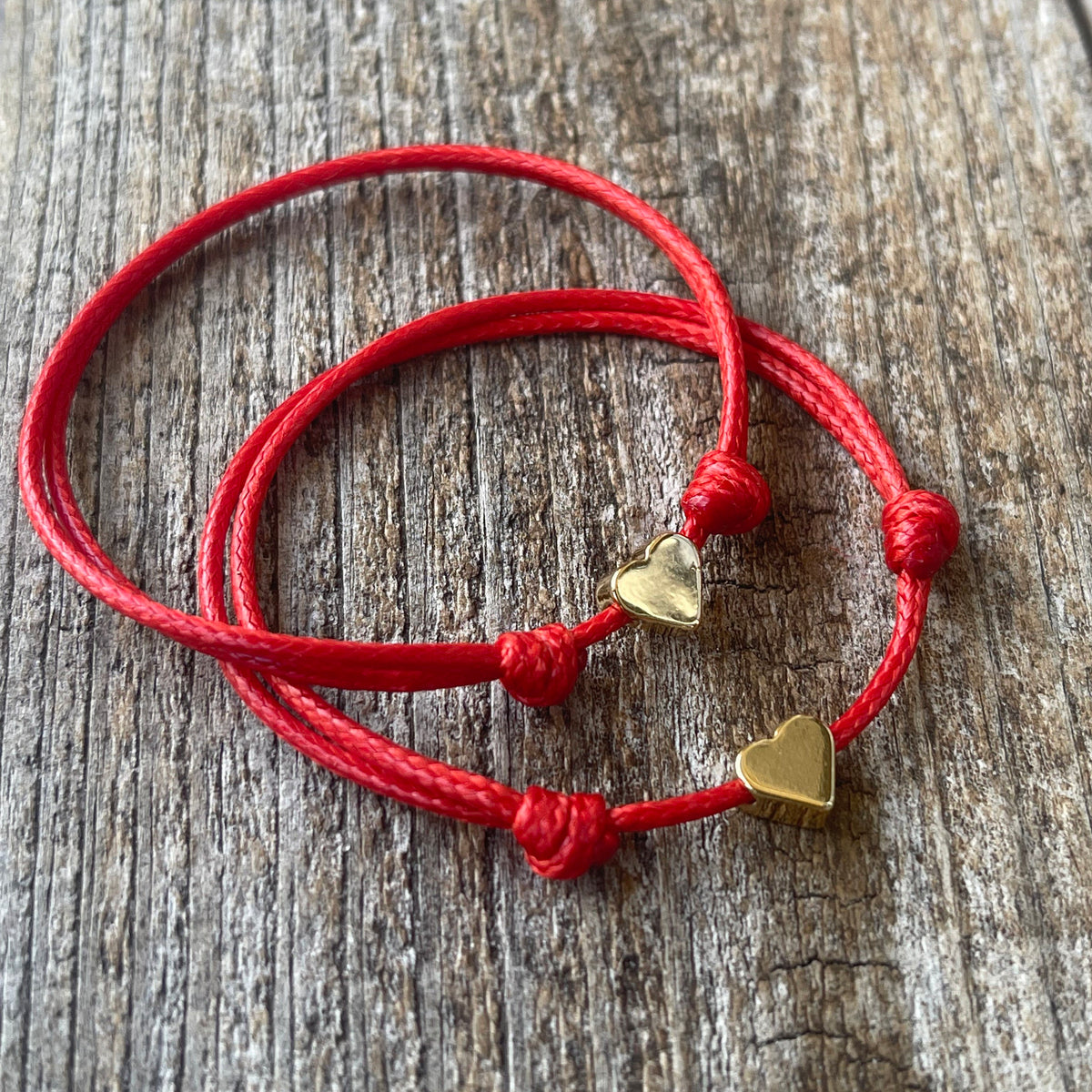 Heart Charm Minimalist Bracelet Anklet Choker, 2mm Waterproof Cord