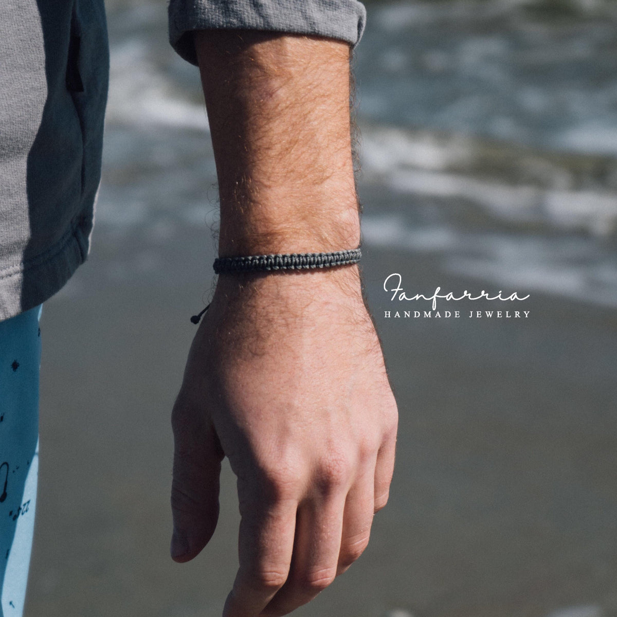 Graphite Gray Bracelet, Waterproof Adjustable