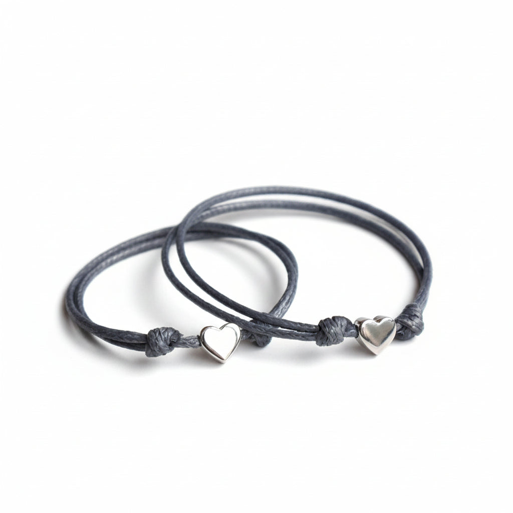 Heart Charm Minimalist Bracelet Anklet Choker, 2mm Waterproof Cord