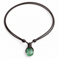Surfer Green Sea Glass Brown Necklace Adjustable Waterproof