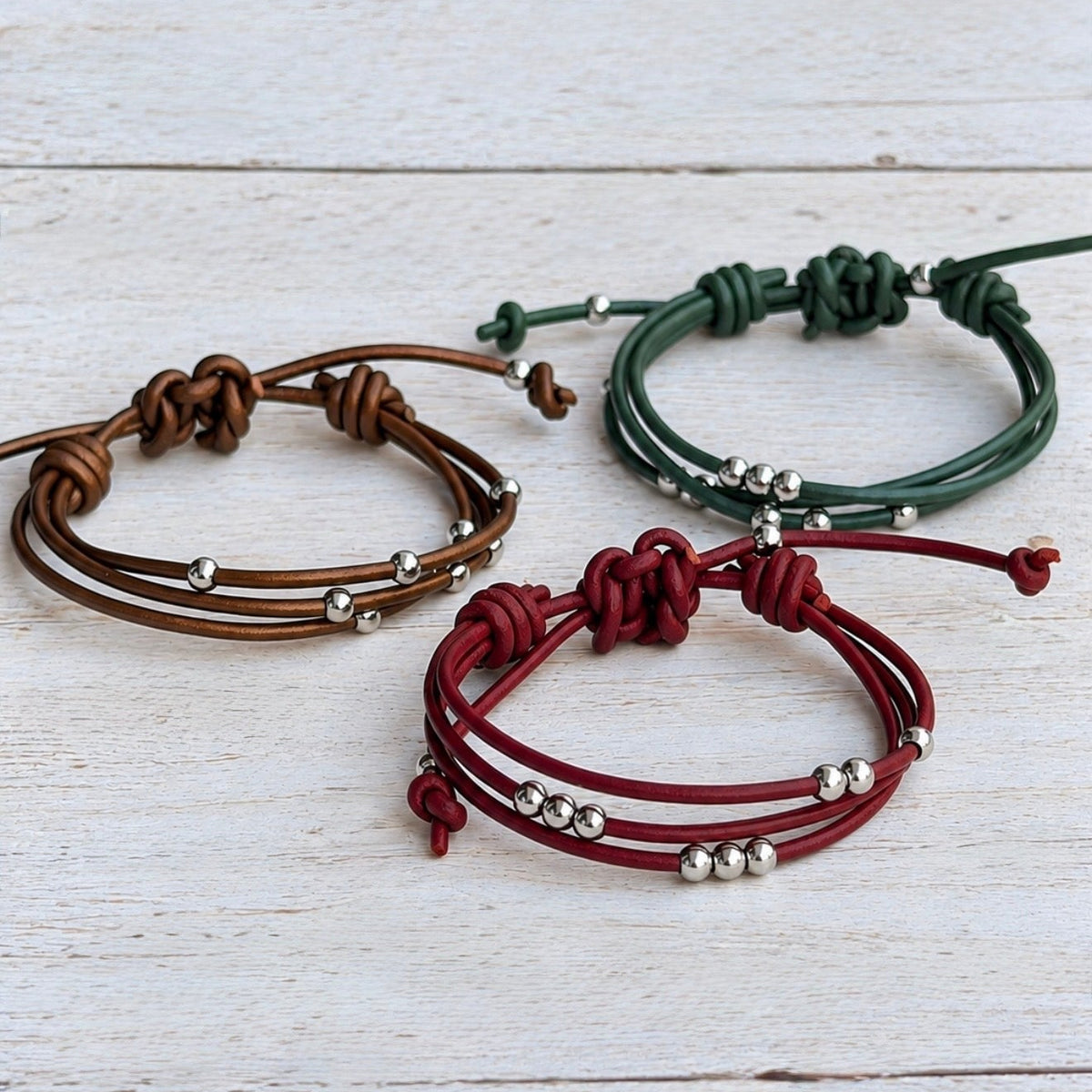 Forest Green Leather Wrap Bracelet