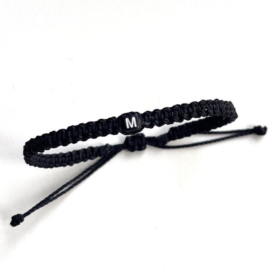 Custom Initial Letter Bracelet, Braided Macrame Wristband