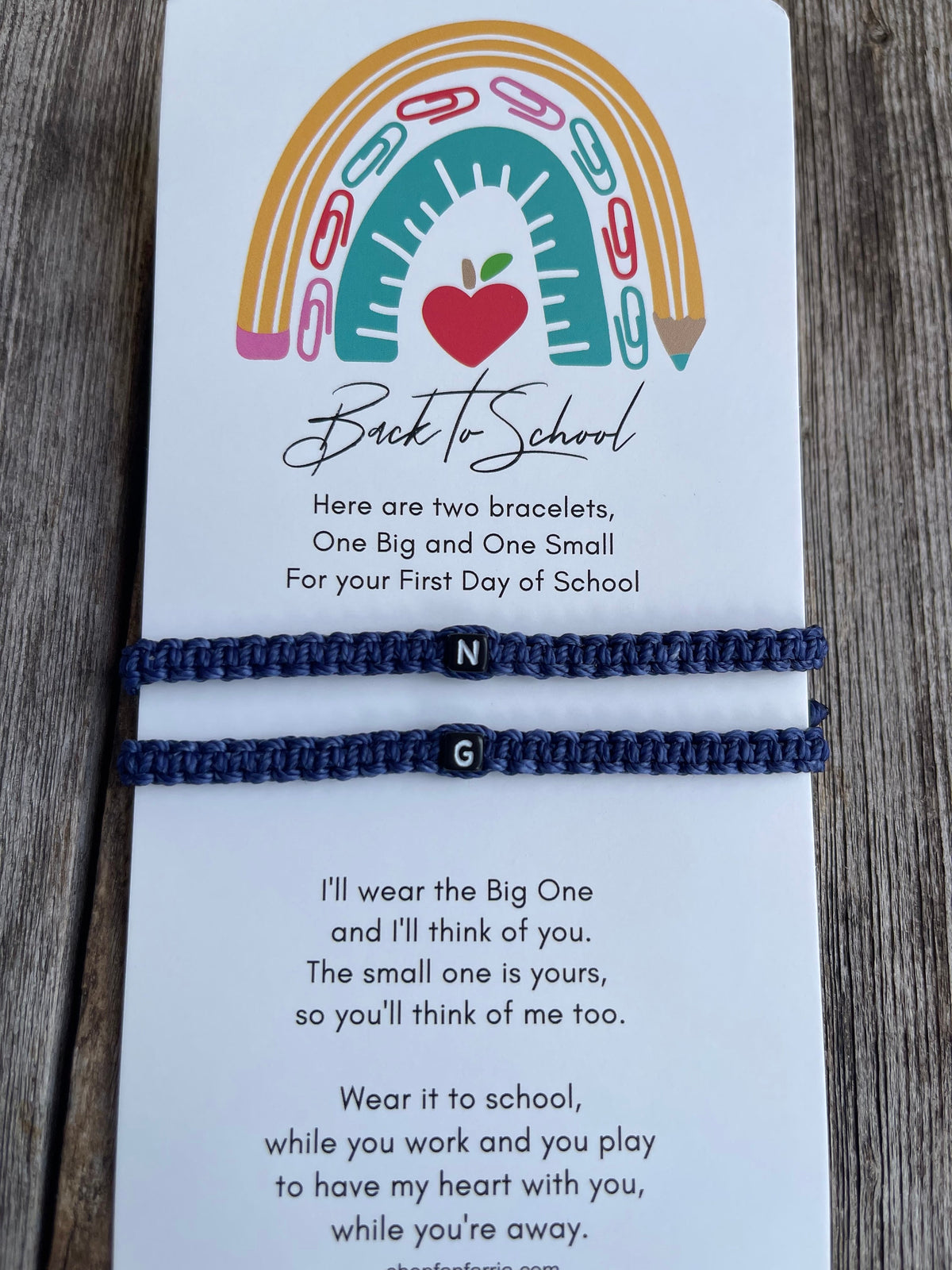 Initials Matching Bracelets Blue Mommy and Me Back To School Waterproof Marathon
