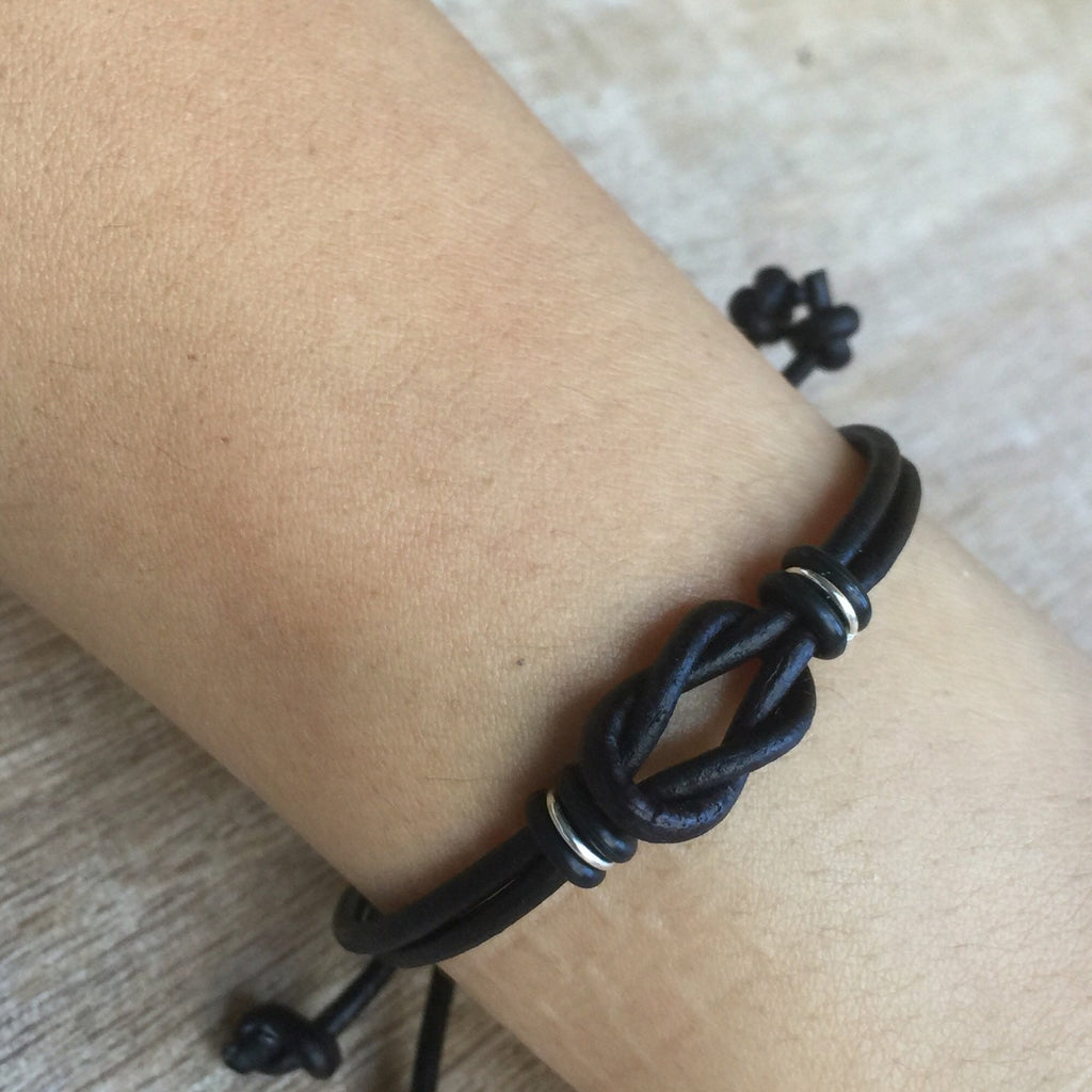 Couples Bracelet Set, Matching Celtic Knot Leather Bracelets, Sanibel Style