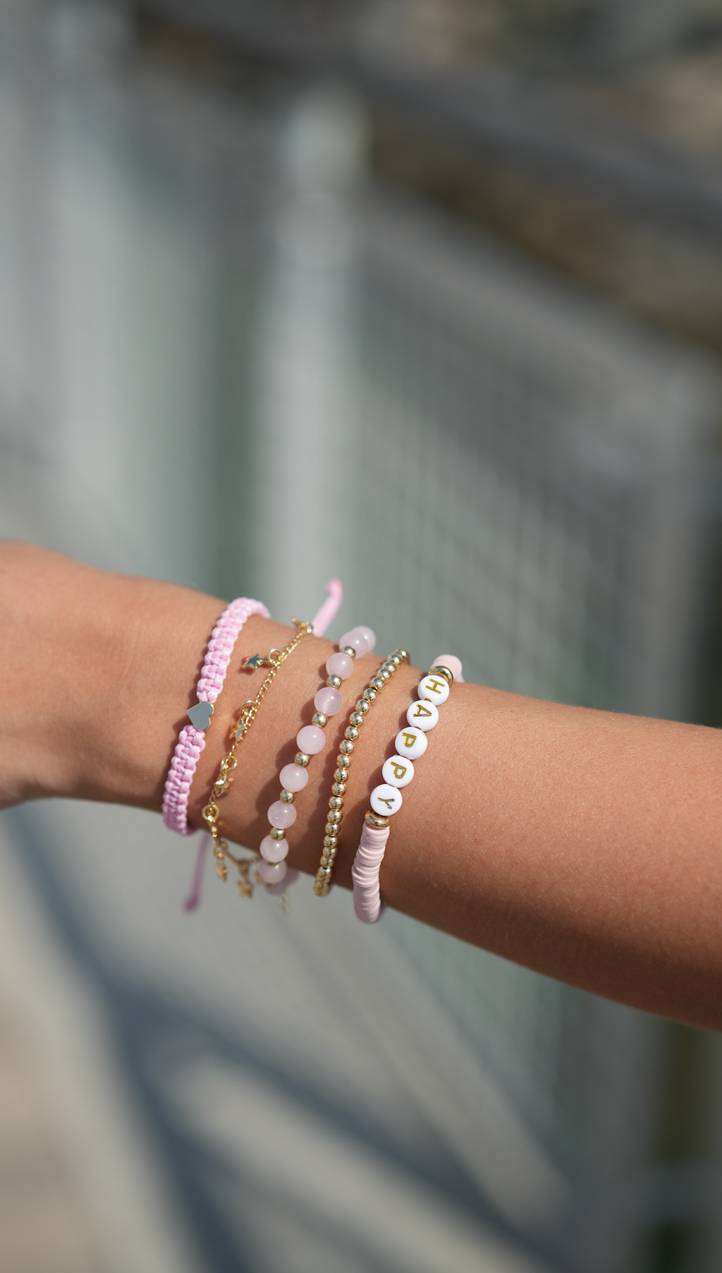 Set of 5 Pink Bohemian Anklet or Bracelet Set