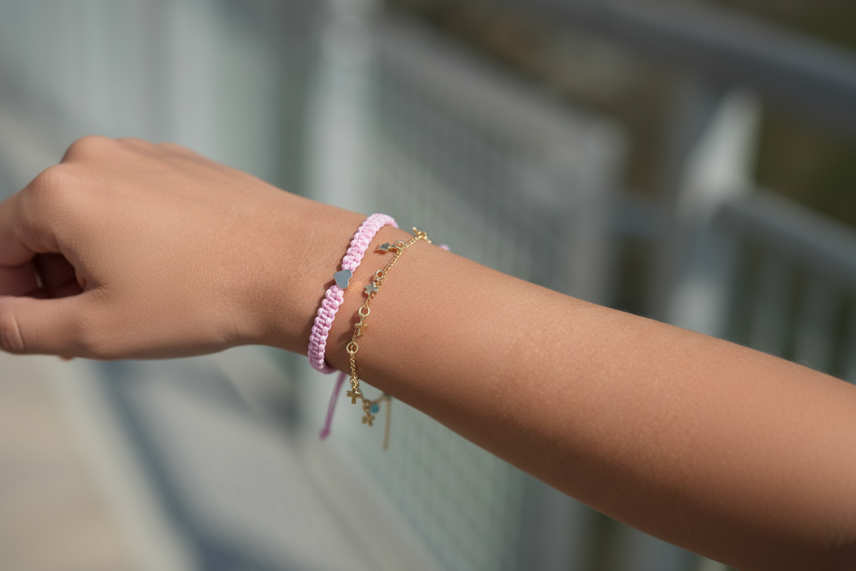 Set of 5 Pink Bohemian Anklet or Bracelet Set