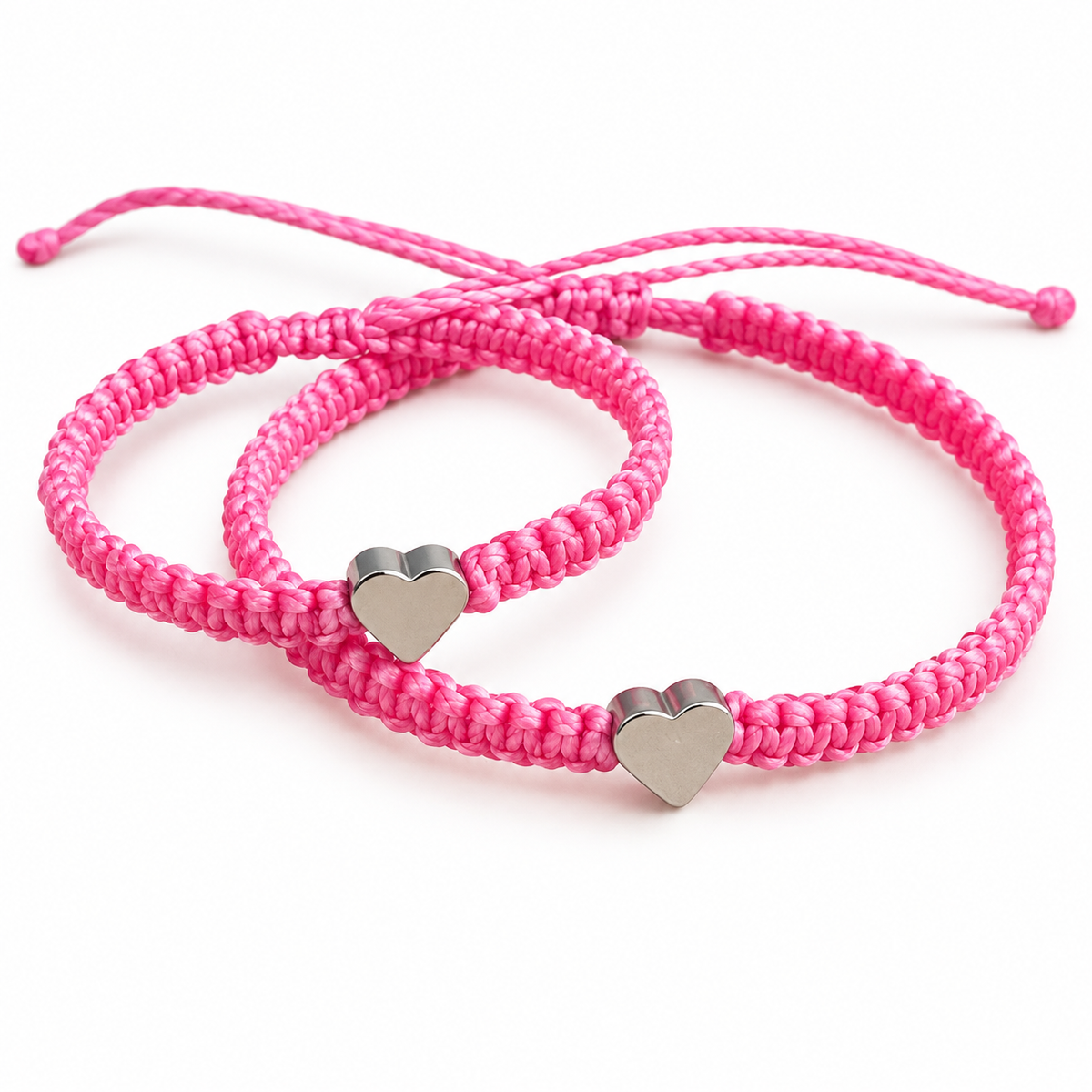 Mommy and me Silver Heart Pink Matching bracelets