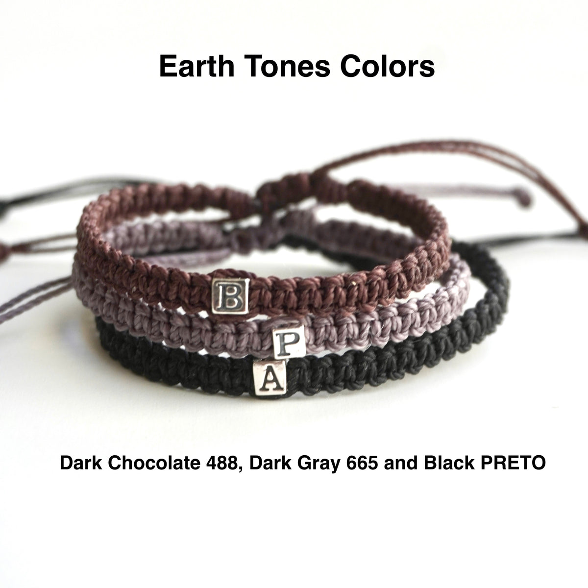 Sterling Silver 925 Macrame Bracelet, Personalized Custom Initial Letter