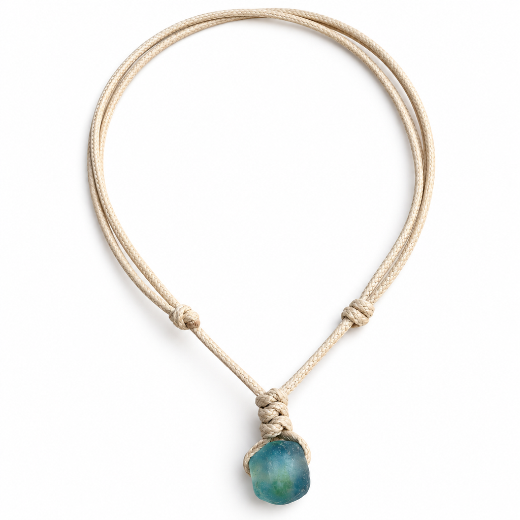 Surfer Turquoise Sea Glass Necklace Adjustable Waterproof Women Men
