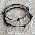 Eglin Black Leather Minimalist Couples Bracelets His and Hers