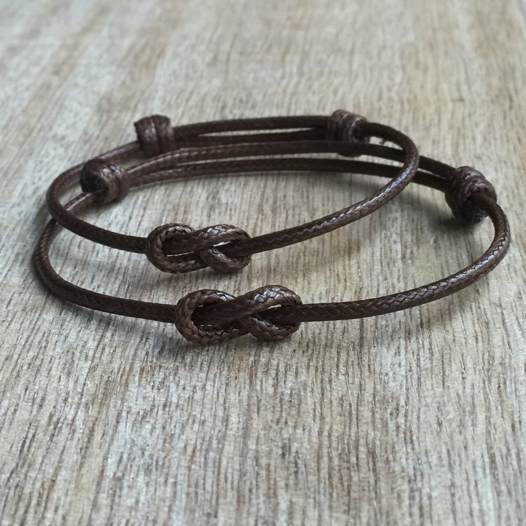 Lovers Key Brown Infinity Knot Couples Bracelets Waterproof