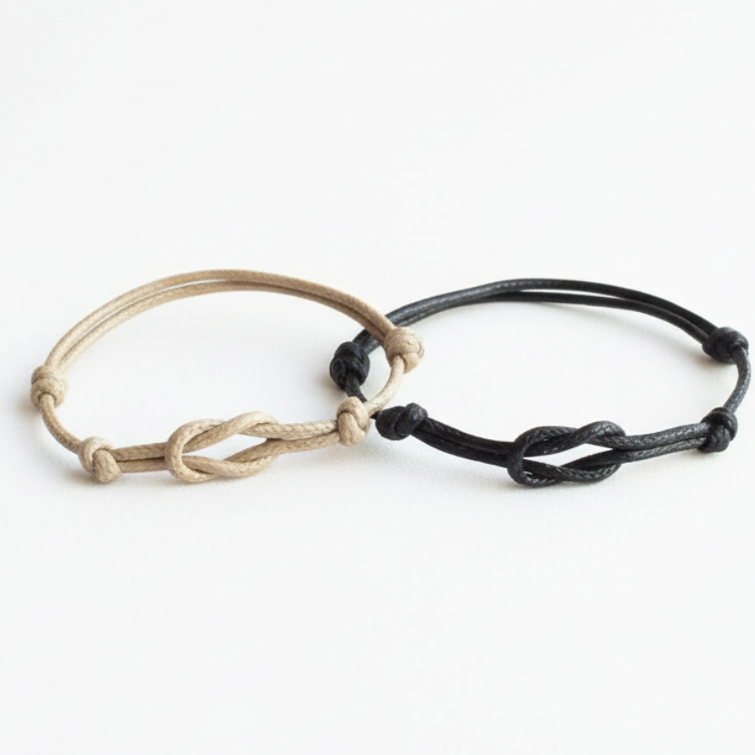 Naples Black Knotted Couples Bracelets Waterproof His and Hers