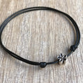 Flower Anklet Bracelet Choker, Black Cord, Surfer Beach Lover
