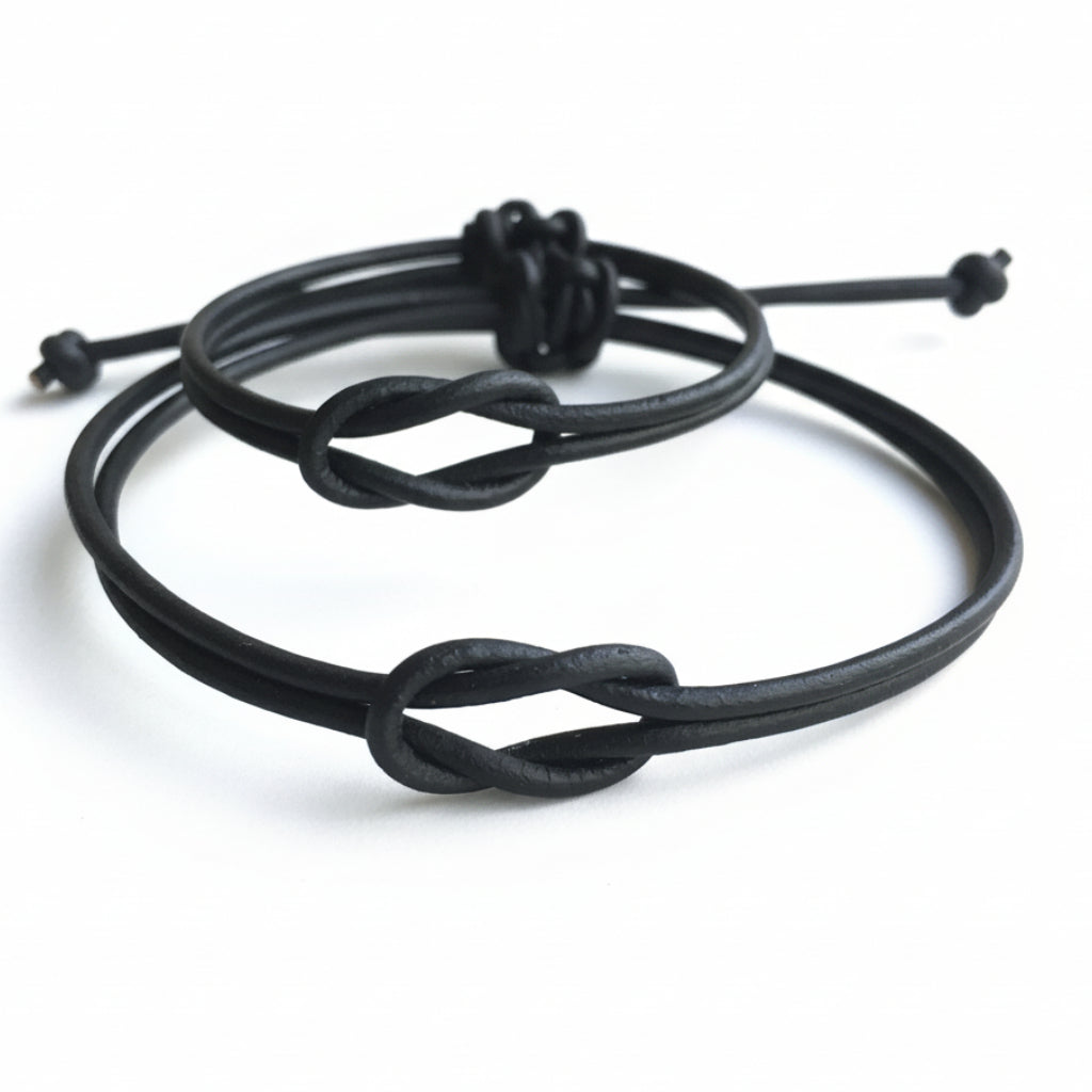 North Venice celtic knot leather couple bracelets worn on wrist lifestyle