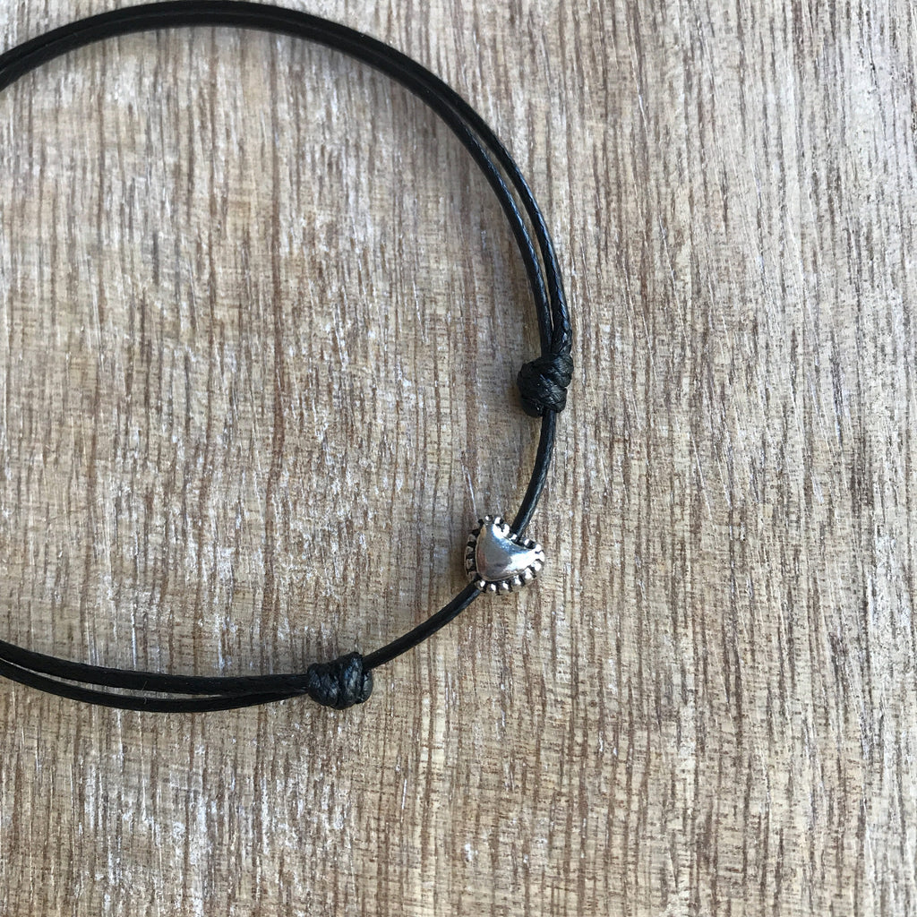 Heart Black Anklet
