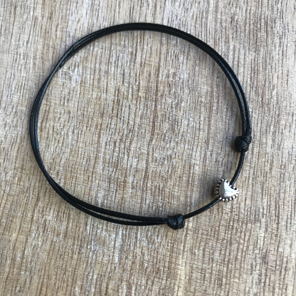 Heart Black Anklet