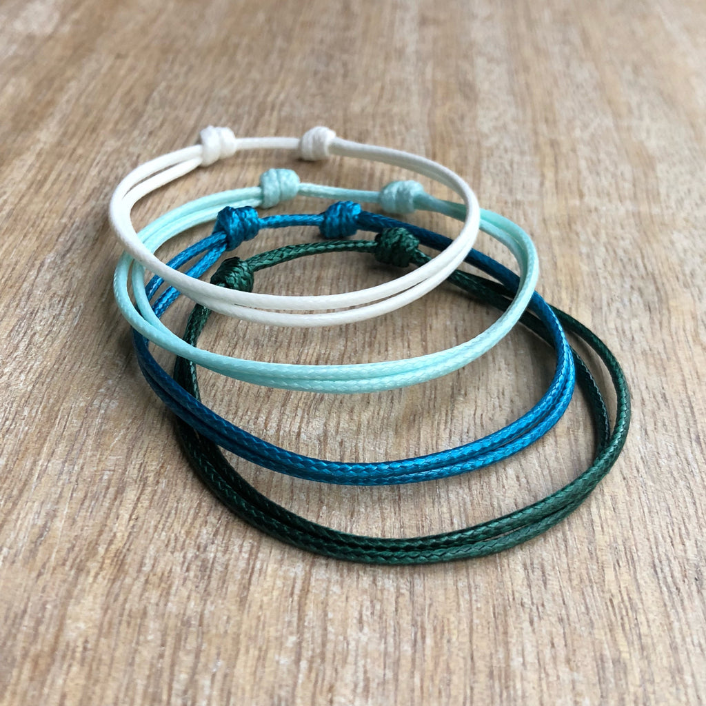Biscayne Shades of Blue Stackable Anklets Pack of 4 Unisex