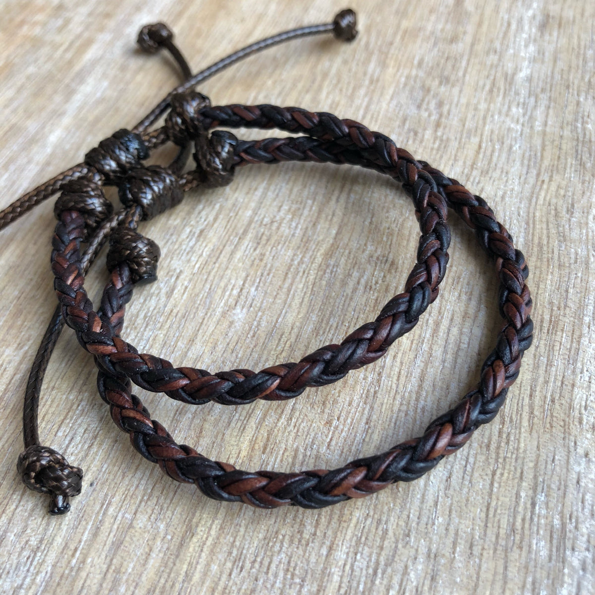 Leather Bracelets for Couples, Dark Brown Braided, Key West I Collection