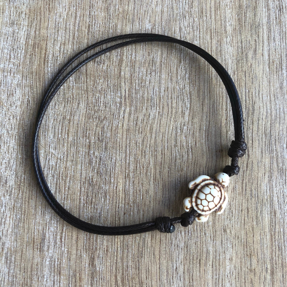 Stone Turtle Brown Anklet