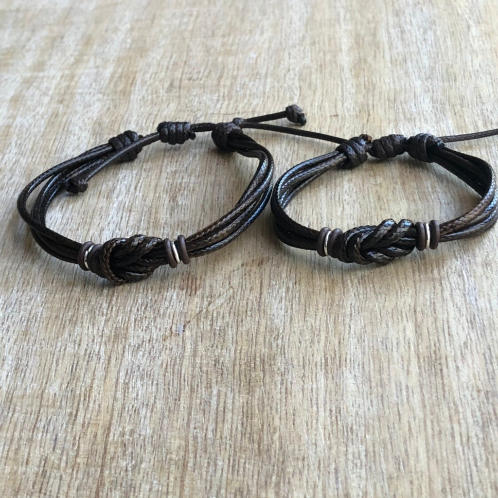 Forever Brown Couple Bracelets, Personalized, His and Hers