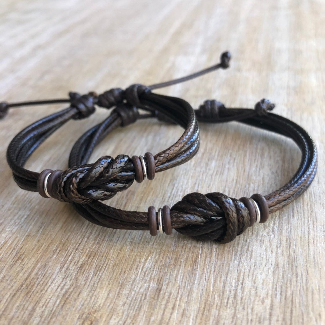 Forever Brown Couple Bracelets, Personalized, His and Hers