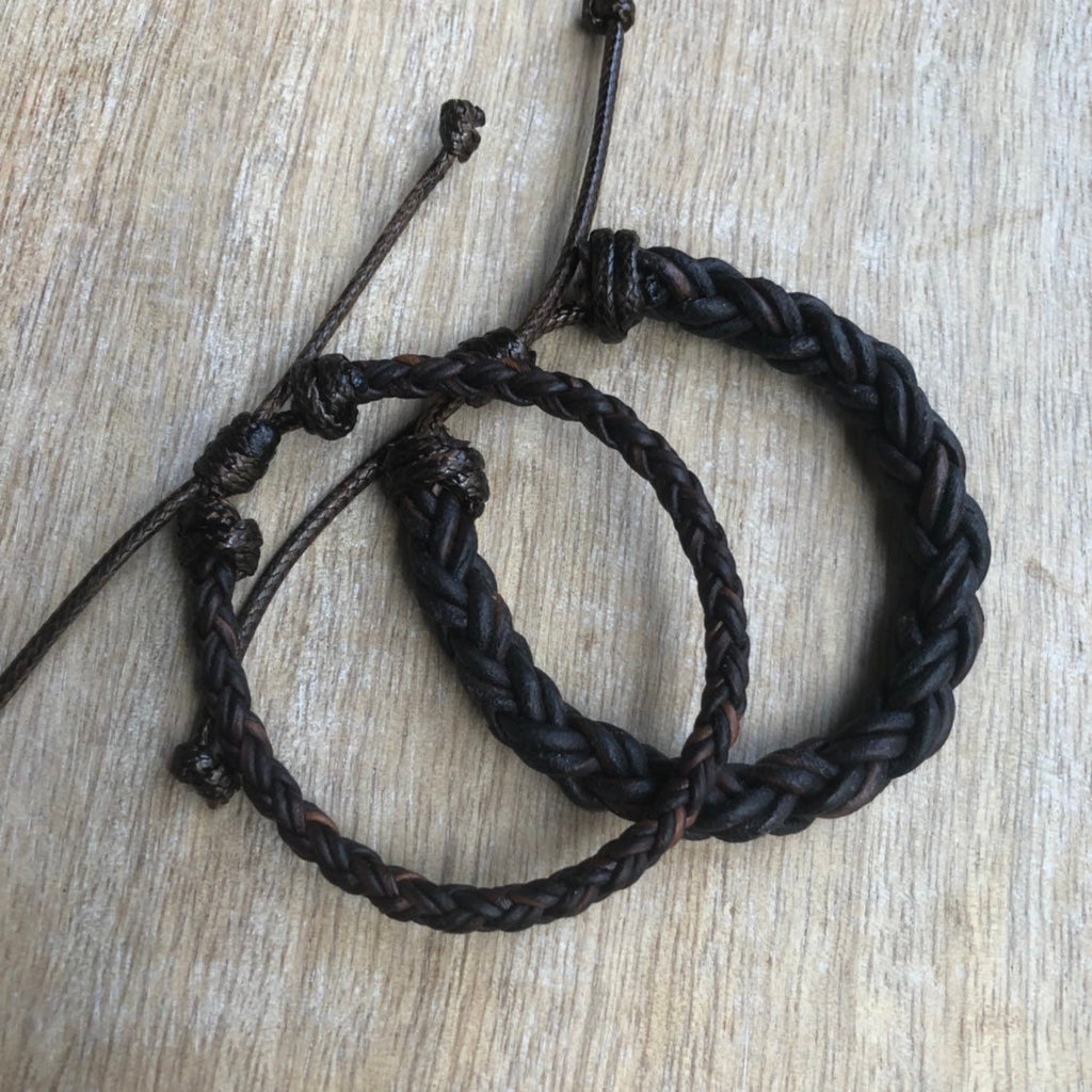 Key West II Dark Brown Braided Leather Bracelet, Simple Bracelet, Couple Bracelets, His and Hers, Minimalist LC001641