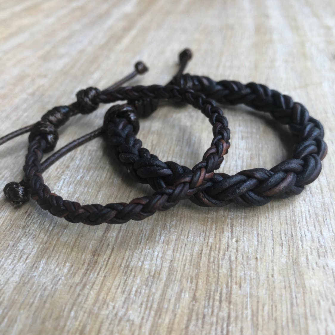 Key West II Dark Brown Braided Leather Bracelet, Simple Bracelet, Couple Bracelets, His and Hers, Minimalist LC001641