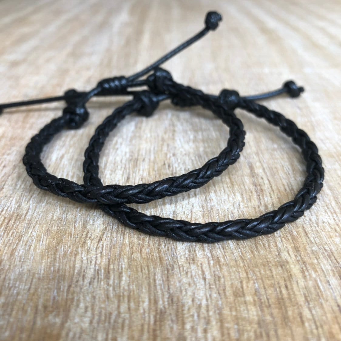 Key West, Black Braided Leather Bracelet Couple Bracelets