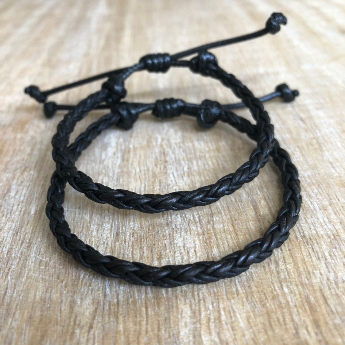 Key West, Black Braided Leather Bracelet Couple Bracelets