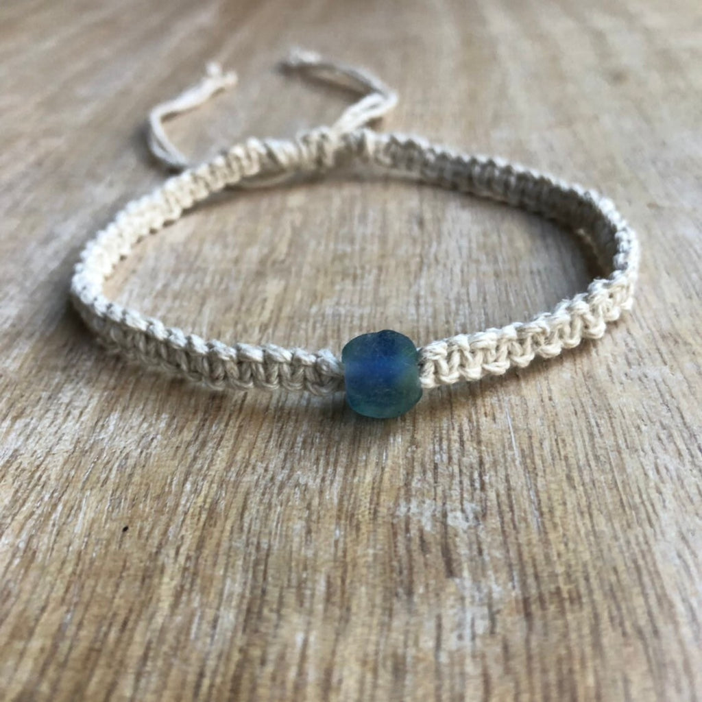 Sea Glass Hemp Beach Anklet