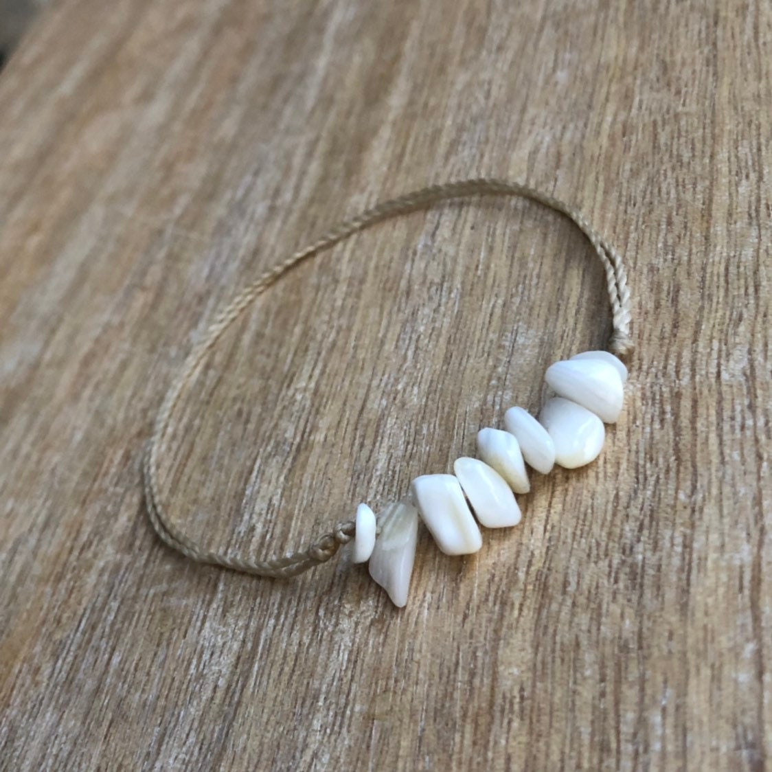 White Bead Anklet Bracelet