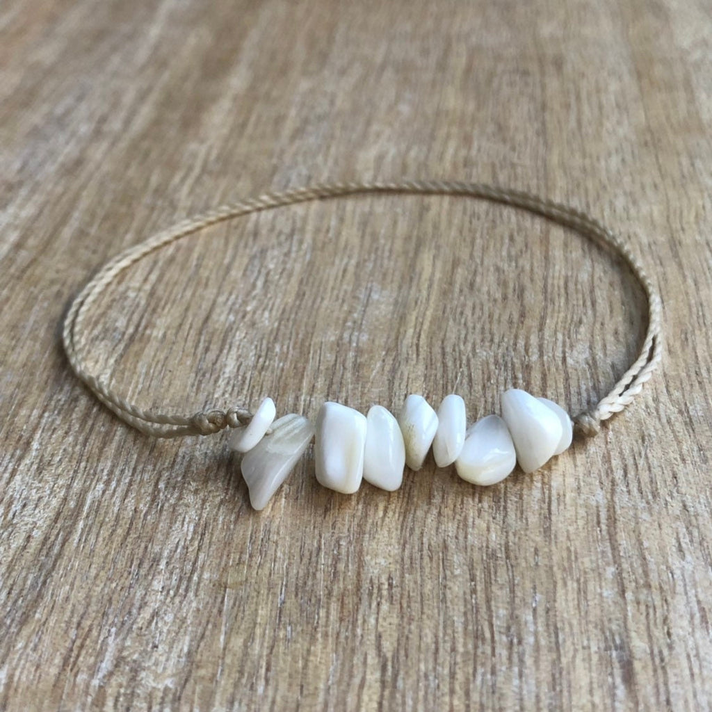 White Bead Anklet Bracelet