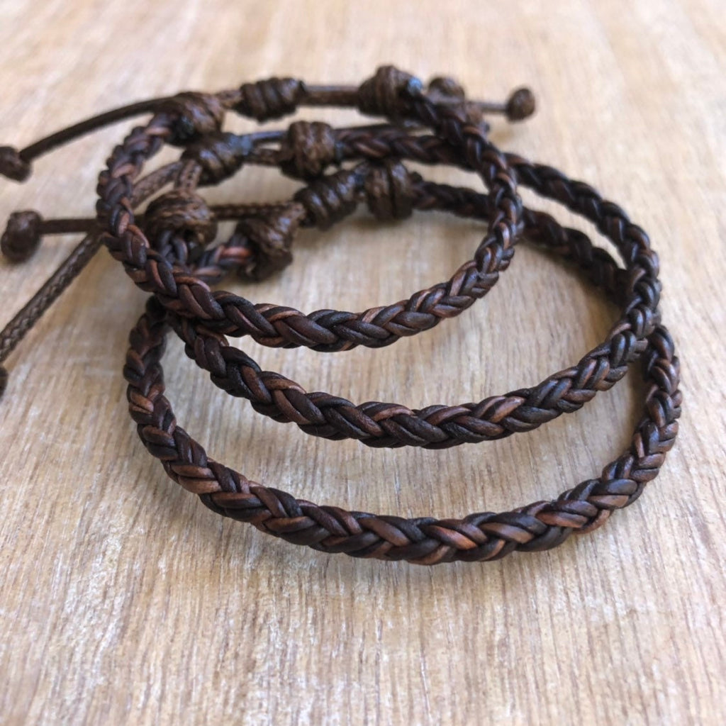 Key West Leather Bracelet Dark Brown Family Matching Bracelets Adjustable