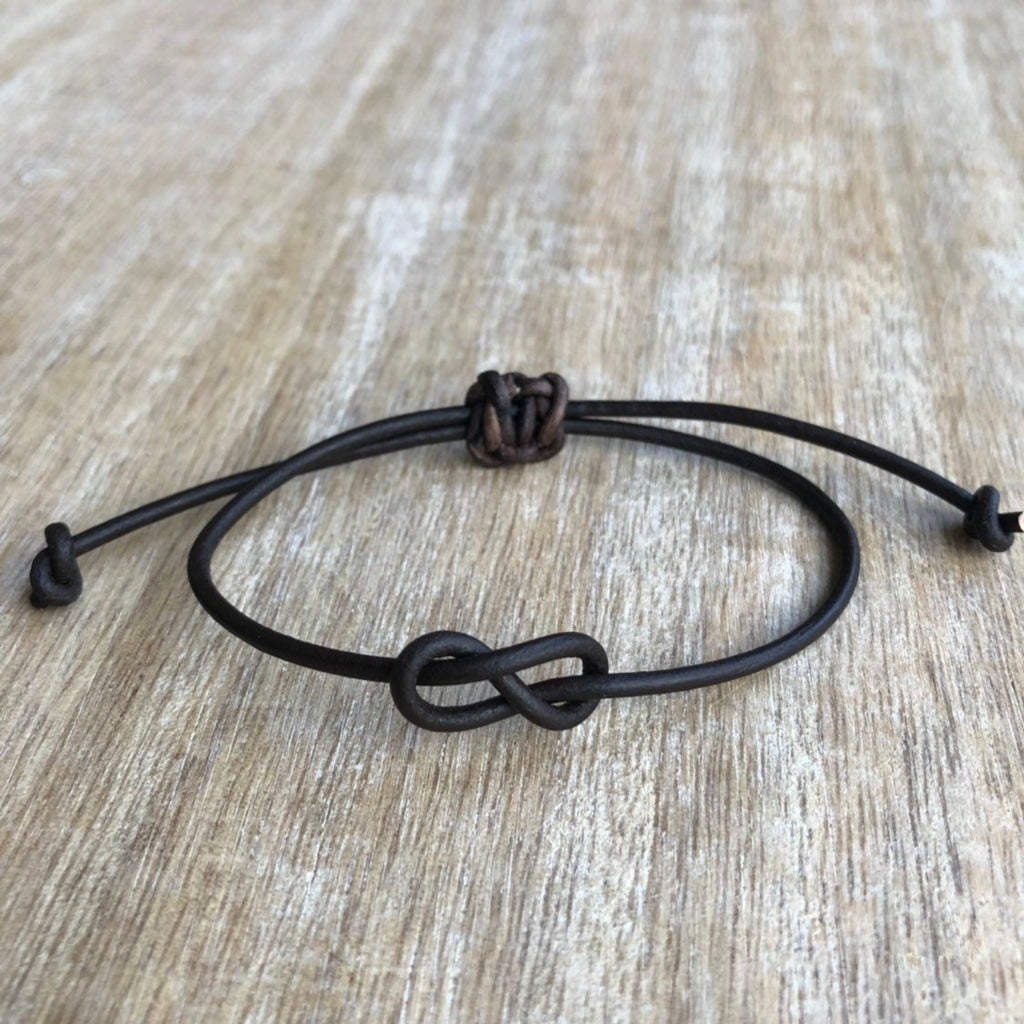 Infinity Leather Bracelet Unisex Adjustable