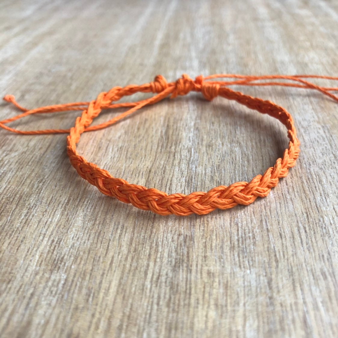 Orange Braided Hemp Bracelet Eco-friendly