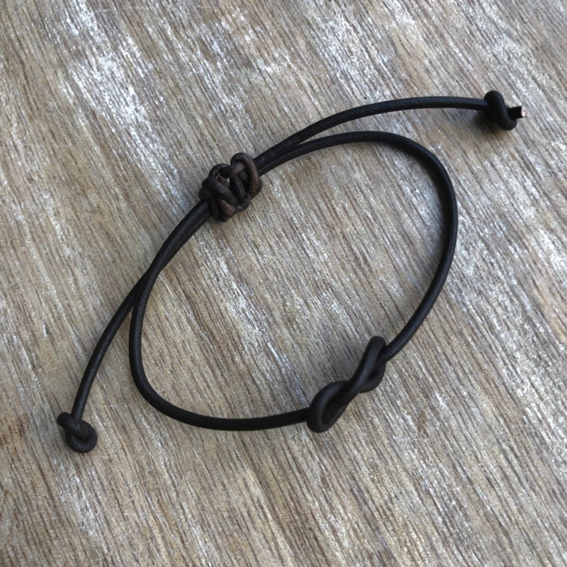 Infinity Leather Bracelet Unisex Adjustable