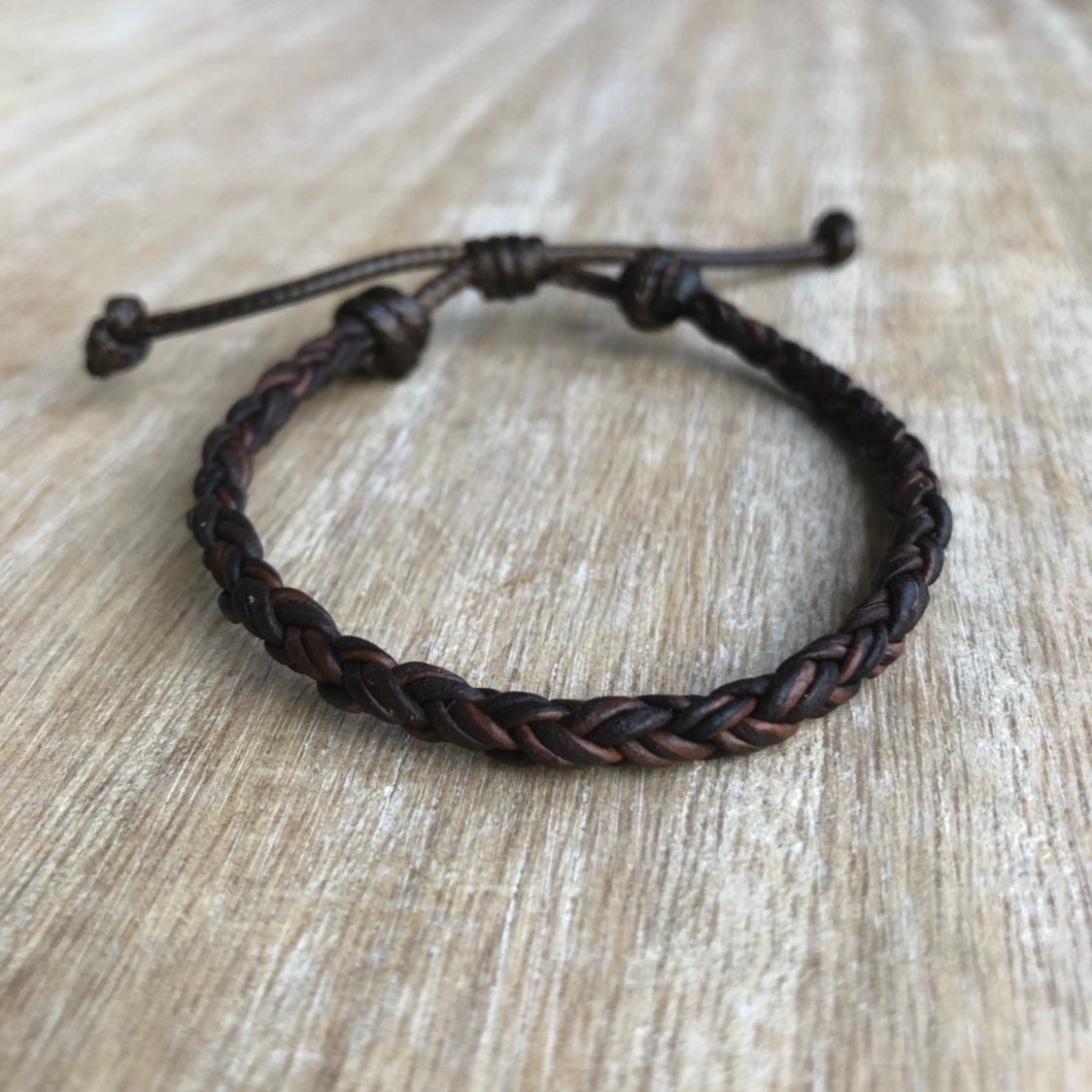 Dark Brown Braided Leather Bracelet, Key West I Collection