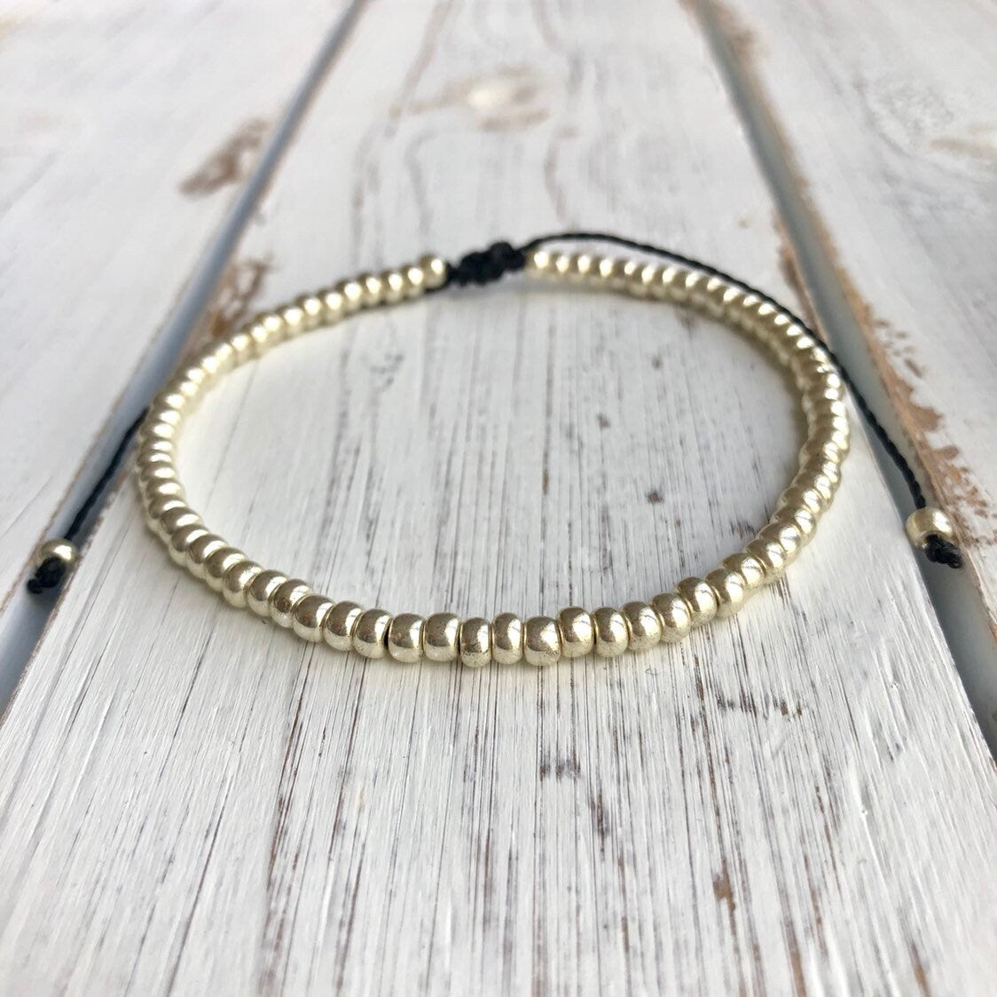 Caladesi Silver Bead Bracelet Anklet, Adjustable Waterproof