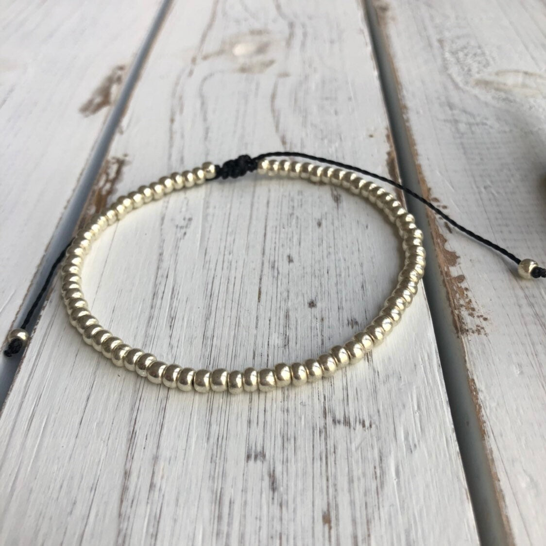Caladesi Silver Bead Bracelet Anklet, Adjustable Waterproof