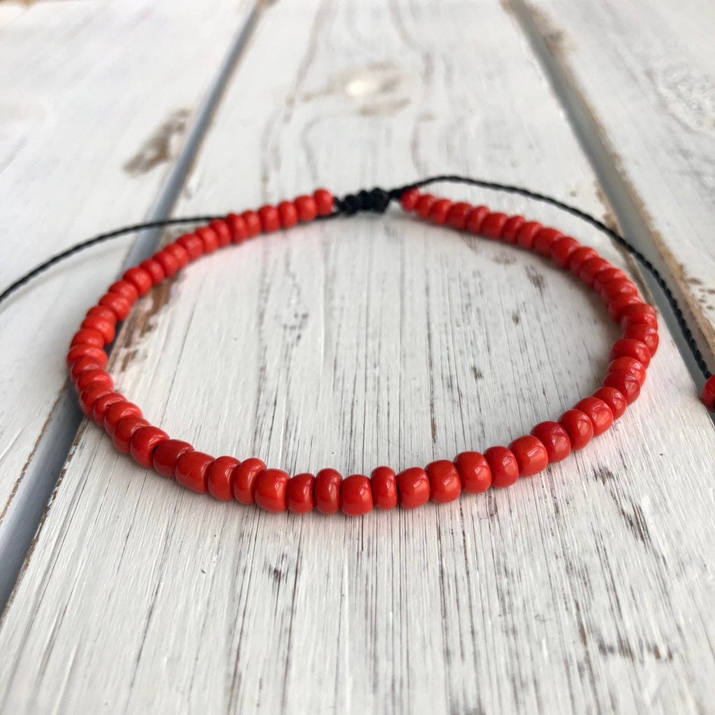 Caladesi, Red Beads Bracelet Anklet Unisex