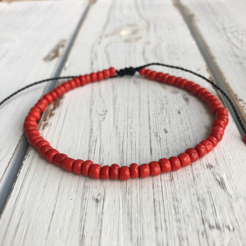 Caladesi, Red Beads Bracelet Anklet Unisex