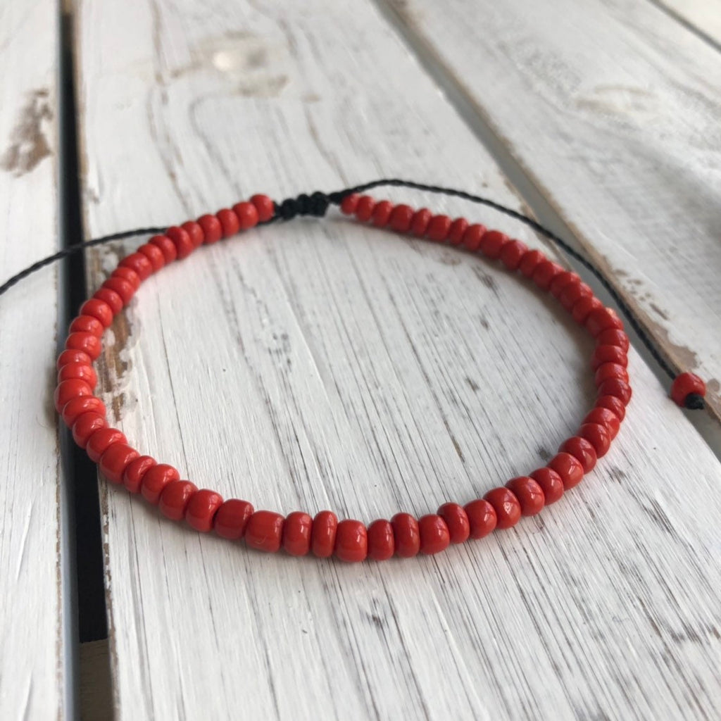 Caladesi, Red Beads Bracelet Anklet Unisex