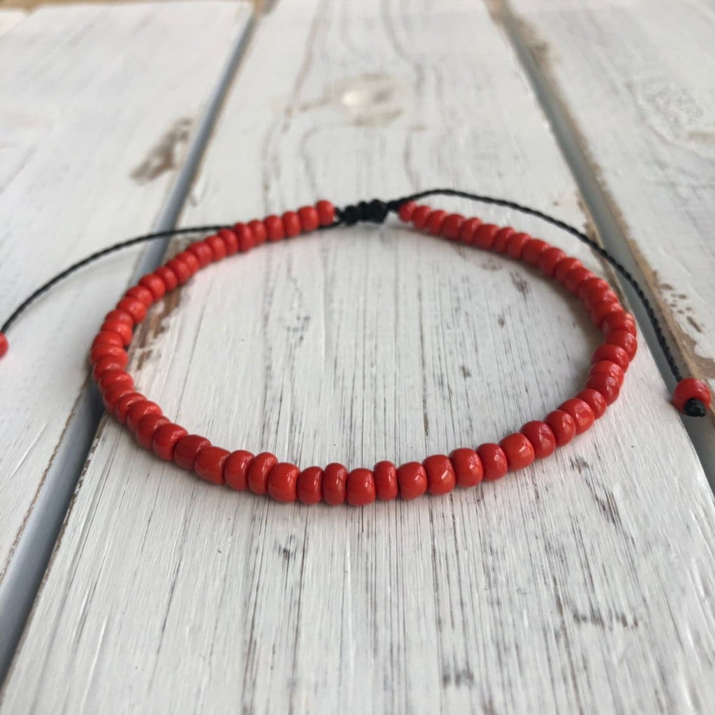 Caladesi, Red Beads Bracelet Anklet Unisex